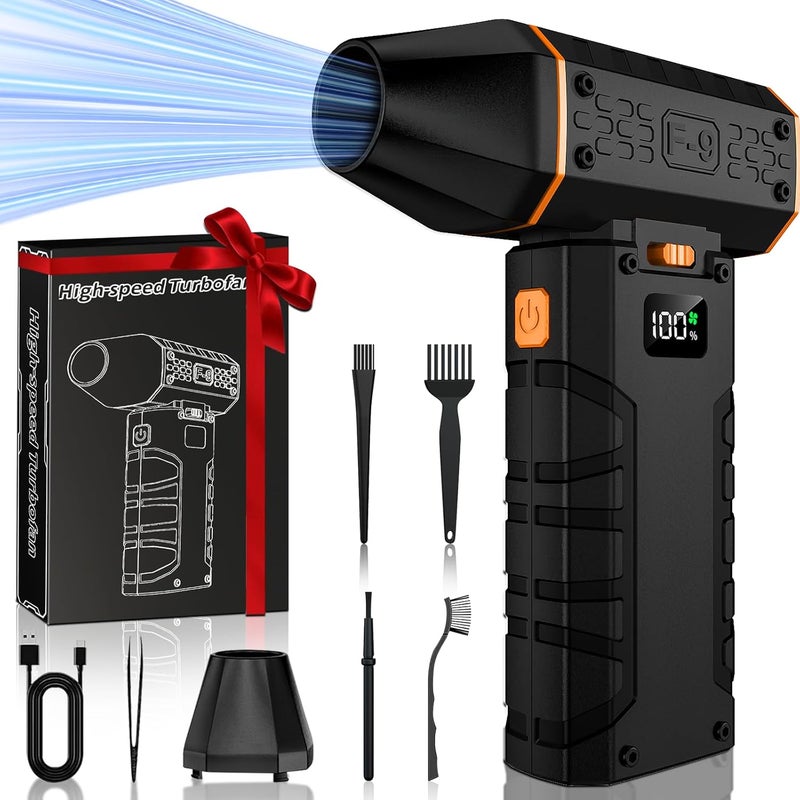 Apmata Compressed Air Duster 130000RPM Electric Duster with LED Light, 100 Gear Adjustable Rechargeable Cordless Air Blower Cleaning Tool for Keyboard,Electronic Devices,Car, Christmas Gifts for Men (Orange) - Image 1